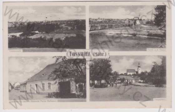  - Tasovice (Tasswitz) - celkový pohled, Dyje, Klemens Maria Hofbauer - rodný dům, náměstí