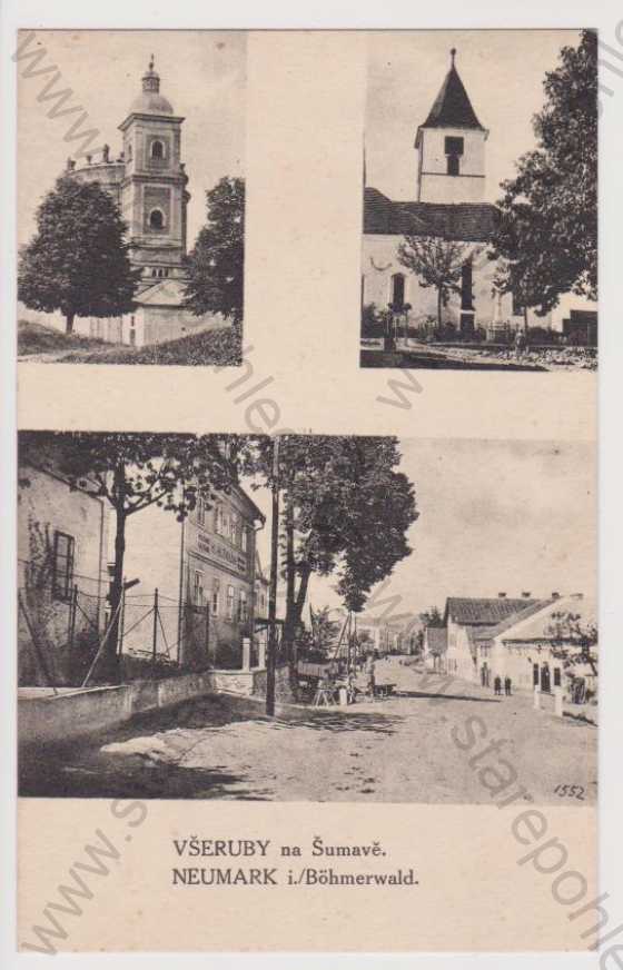  - Všeruby (Šumava) / Neumark im Böhmerwald - kostel, ulice