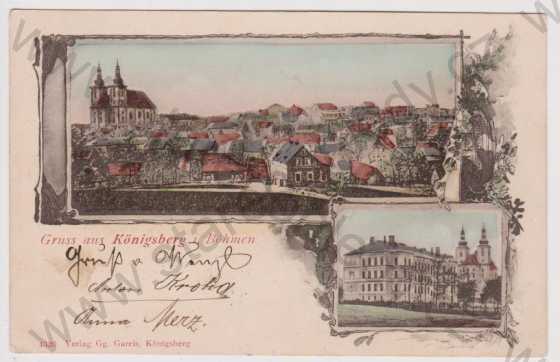  - Kynšperk nad Ohří (Königsberg an der Eger) - celkový pohled, kostel, DA, koláž, kolorovaná, Sokolov 