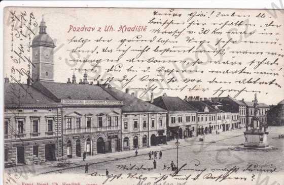  - Uherské Hradiště (Zlín, Morava), Mariánské náměstí, morový sloup, kolorovaná, DA