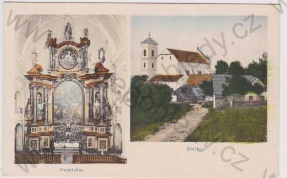  - Klášter / Kloster (Nové Bystřice) - celkový pohled, oltář, kolorovaná