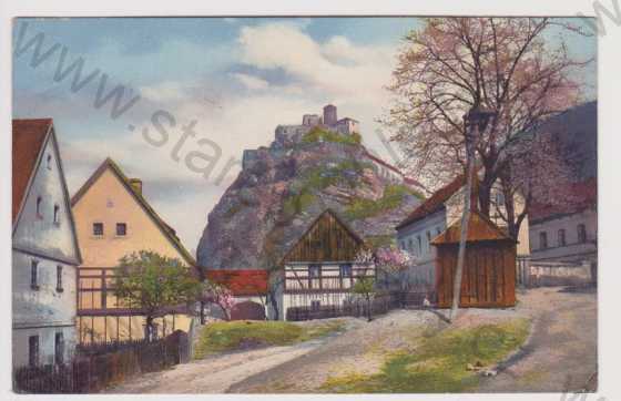  - České Středohoří (Das Böhmische Mittelgebirge) - hrad Střekov, kolorovaná