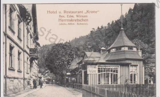  - Hřensko (Herrnkretschen) - hotel a restaurace Krone - reklama