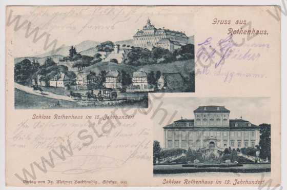 - Červený Hrádek (Rothenhaus) - Jirkov - zámek a okolí, koláž, DA