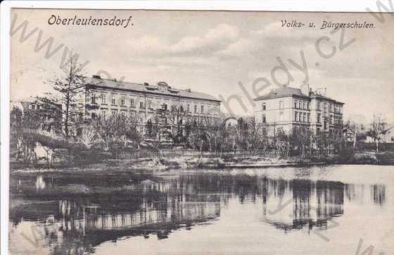  - Horní Litvínov, část města Litvínov, měšťanská škola, kolorovaná, foto V.Anger