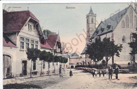  - Bavorov (Vodňany), náměstí, kostel Nanebevzetí Panny Marie, kolorovaná