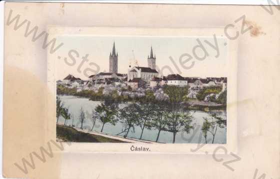  - Čáslav (Kutná Hora), řeka Brslenka a část města, plastická karta, kresba