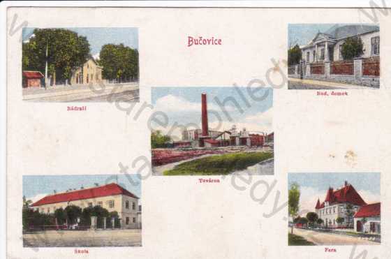  - Bučovice (Jižní Morava), více záběrů města, kolorovaná