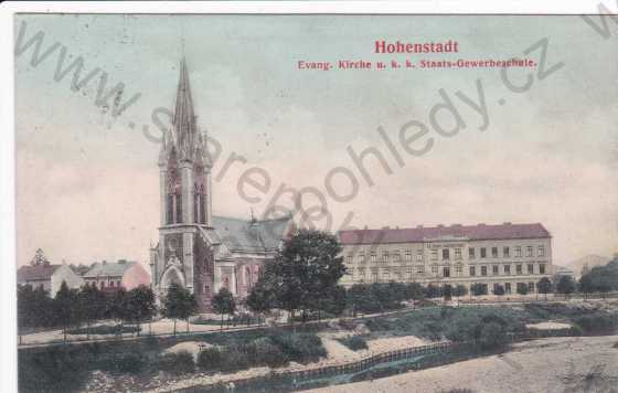  - Zábřeh (Hohenstadt), (Olomouc), evangelický kostel, průmyslová škola