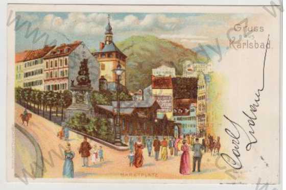  - Karlovy Vary (Karlsbad), tržiště, kolorovaná, DA