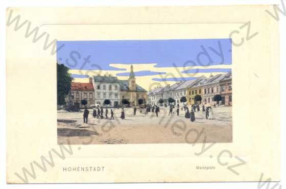  - Zábřeh (Hohenstadt) - náměstí, vystouplý rámeček, kolorovaná