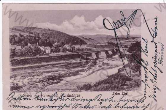  - Zábřeh(Hohenstadt), most přes řeku Moravskou Sázavu, kolorovaná, DA