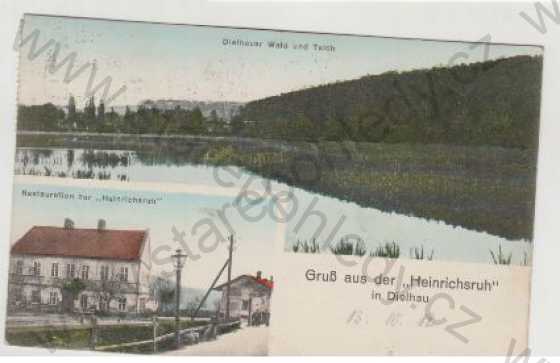  - Děhylov (Heinrichsruh i. Dielhau), rybník, restaurace, kolorovaná