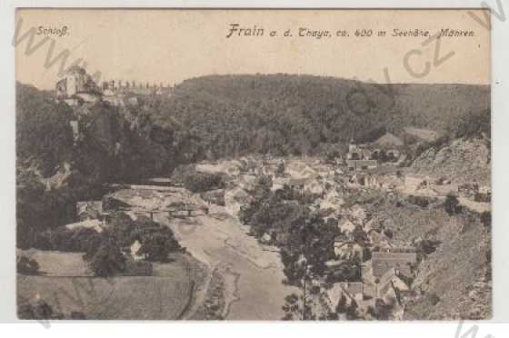  - Vranov nad Dyjí (Frain an der Thaya), zámek, řeka, most, pohled na město