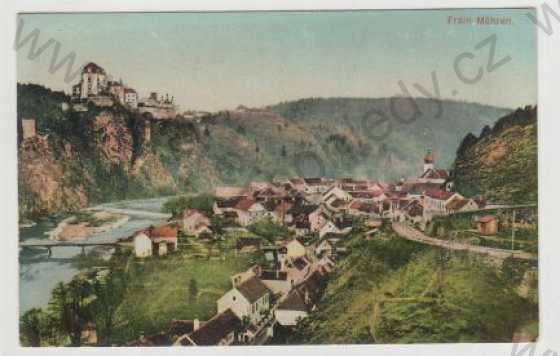  - Vranov nad Dyjí (Frain an der Thaya), pohled na město, zámek, kolorovaná