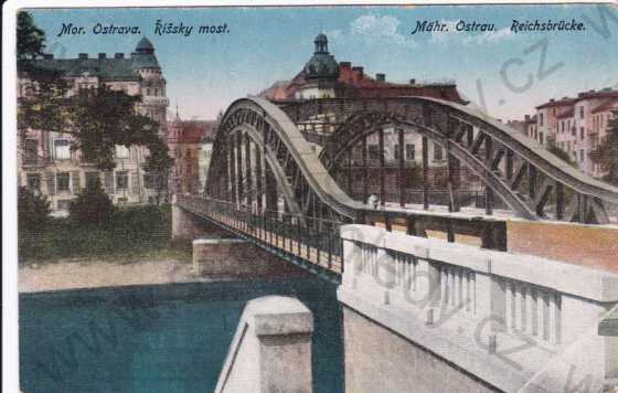 - Moravská Ostrava, část Ostravy, Říšský most, kolorovaná