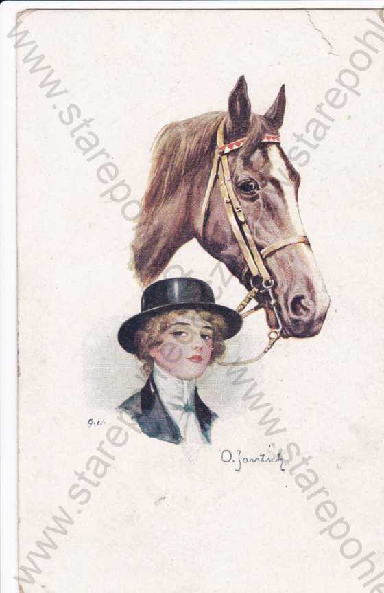  - Hlava koně a dívka, kresba