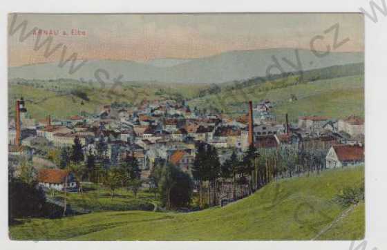  - Hostinné nad Labem (Hostinné (Arnau a. E.), Trutnov, pohled na město, kolorovaná