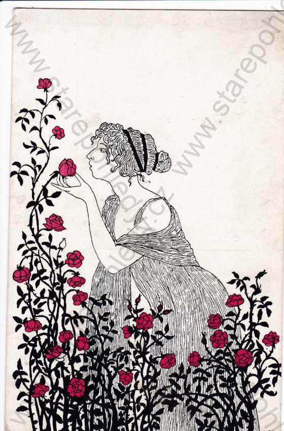  - Žena a růže, kresba