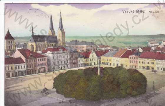  - Vysoké Mýto, Pardubice, náměstí, kresba