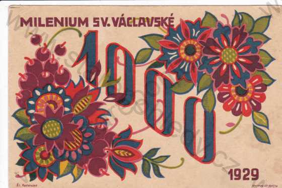  - Svatováclavské milenium v Praze r.1929, otevření čes.bohosloveckého ústavu, kresba