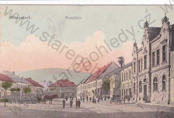  - Albrechtice (Olbersdorf), Krnov, náměstí, kresba