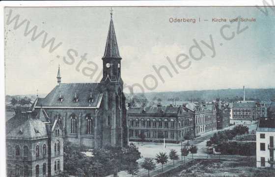  - Bohumín (Oderberg), kostel a škola, barevná