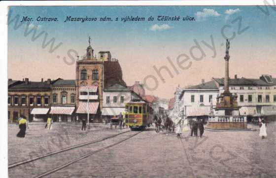  - Ostrava, Moravská Ostrava, Masarykovo náměstí, tramvaj, kresba