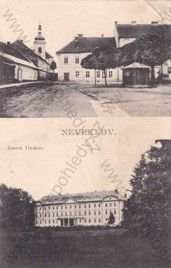  - Neveklov, náměstí a zámek Tloskov