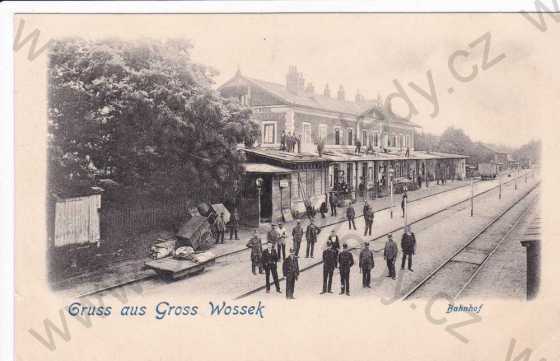  - Velký Osek (Gross Wossek), nádraží, kolorovaná, DA