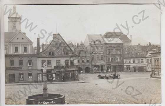  - Česká Kamenice (Böhmisch Kamnitz) - REAL FOTO  část náměstí, obchod, hostinec