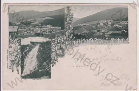  - Krkonoše (Riesengebirge) - Špindlerův mlýn - celkový pohled, vodopád, koláž, DA