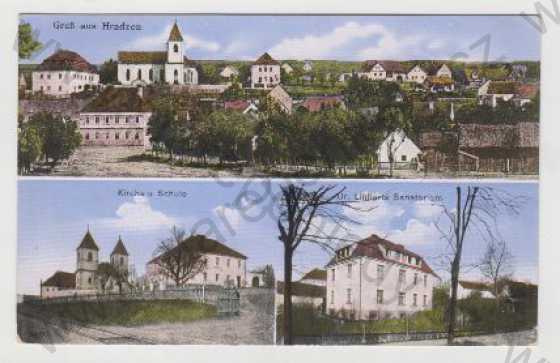  - České Budějovice, Hradec, Více záběrů, Pohled na město, Kostel, Sanatorium, kolorovaná