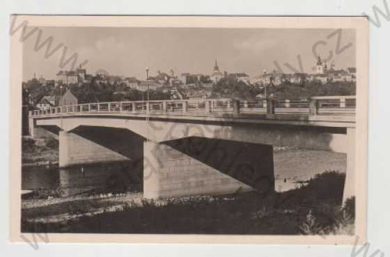  - Louny, Žatec, Pohled na město, Řeka, Most
