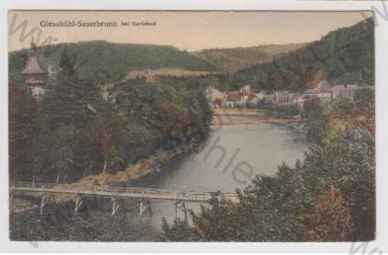  - Karlovy Vary, Kyselka (Sauerbrunn), Řeka, Most, kolorovaná