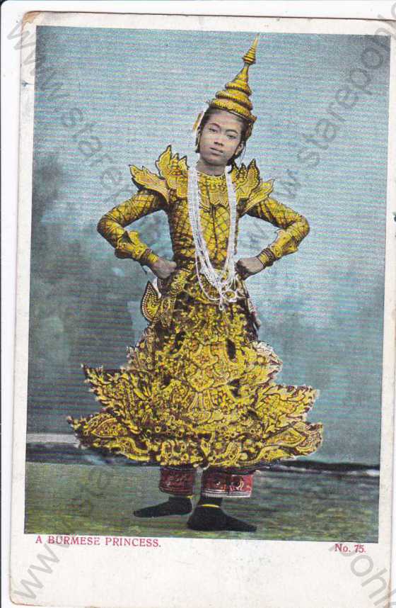  - Barmská princezna, koláž, kolorovaná