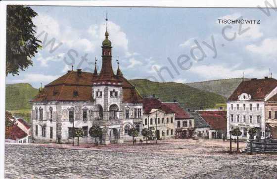  - Tišnov (Tischnowitz), náměstí s radnicí, kresba