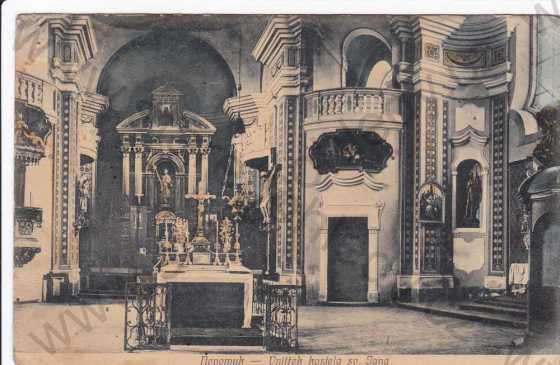  - Nepomuk, interiér kostela sv.J.Nepomuckého, oltář, kolorovaná