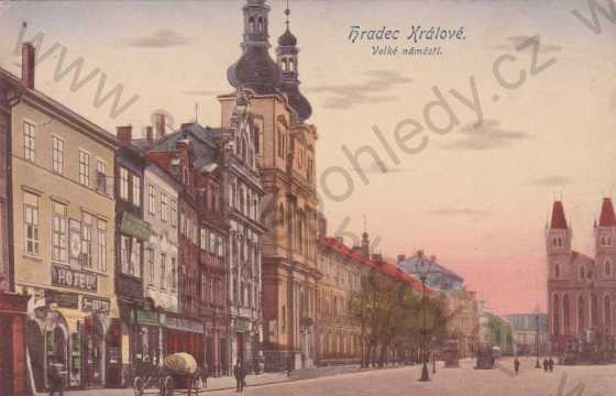  - Hradec Králové, Velké náměstí, barevná, kresba
