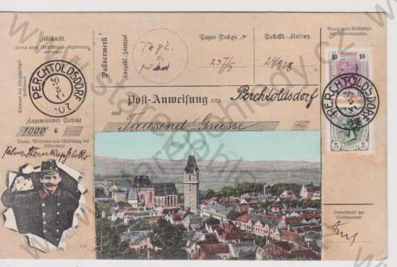 - Rakousko - Perchtoldsdorf - celkový pohled, koláž pošťák, tisíc pozdravů, kolorovaná