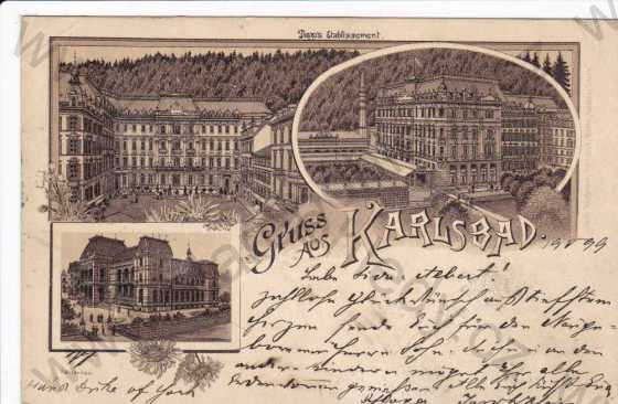  - Karlovy Vary(Karlsbad), litografie, DA, koláž