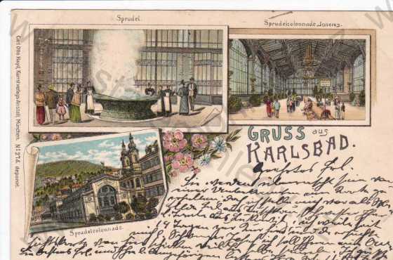  - Karlovy Vary(Karlsbad), více záběrů, litografie, DA, koláž
