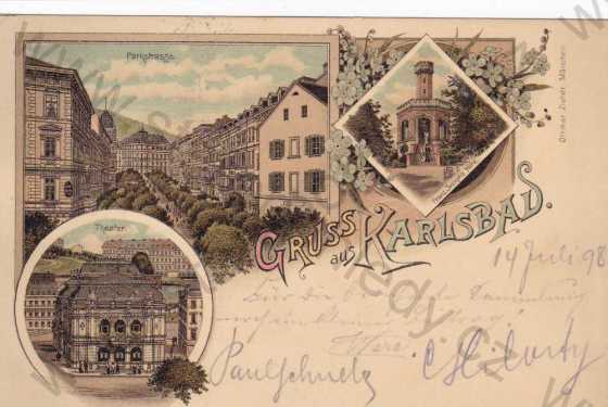  - Karlovy Vary(Karlsbad), více záběrů, litografie, DA, koláž
