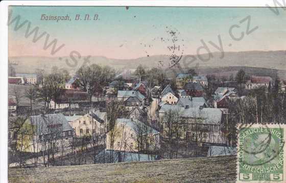  - Lipová (Hainspach), Šluknovský výběžek, celkový pohled na obec, kolorovaná