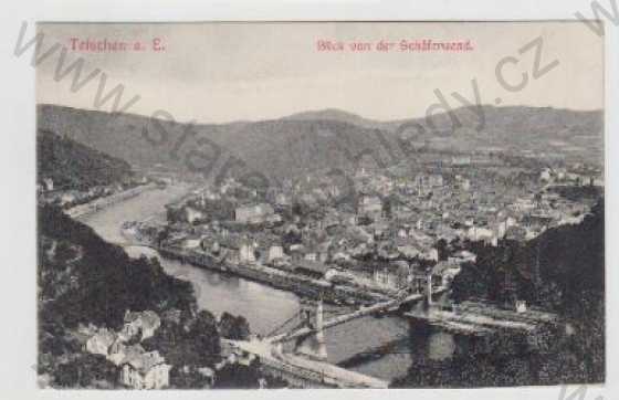  - Děčín (Tetschen), Pohled na město, řeka, Labe, Most