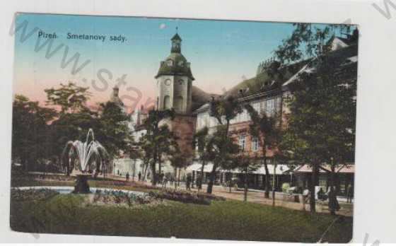  - Plzeň - Město, Sady, Smetanovy sady, Fontána, kolorovaná