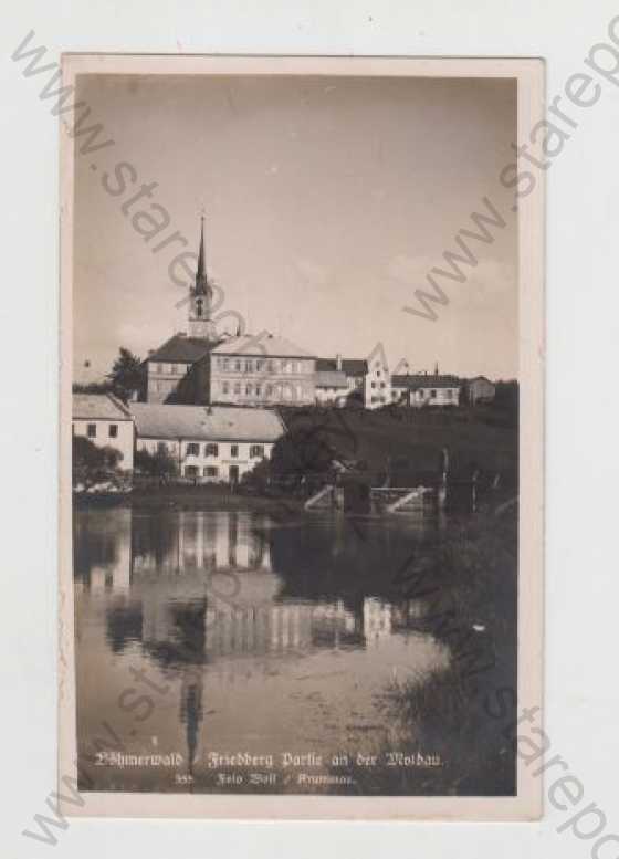  - Český Krumlov, Frymburk nad Vltavou (Friedberg), Partie, řeka, Kostel, Foto Wolf