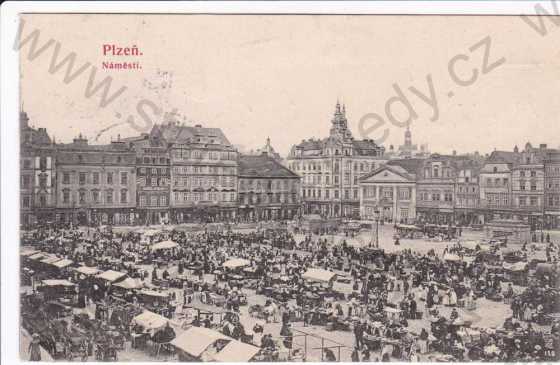  - Plzeň, náměstí, trhy, slepotisk