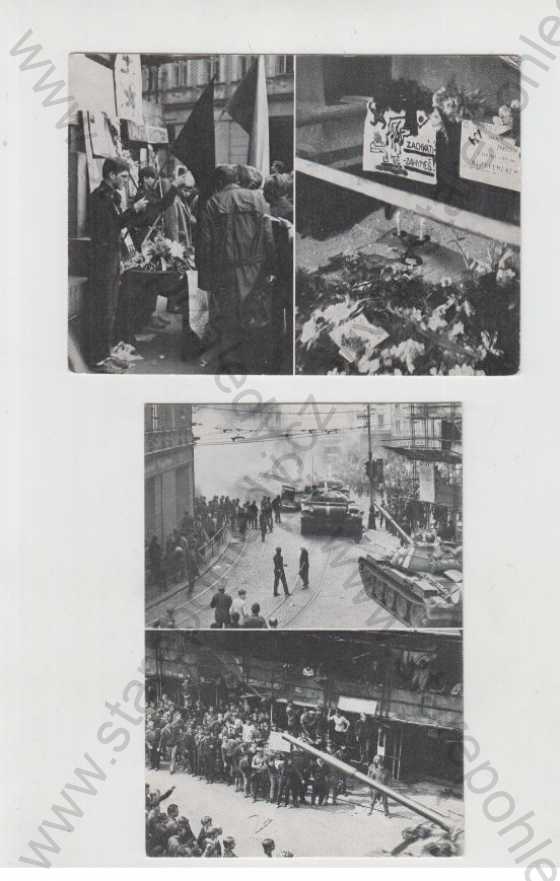  - Srpen 1968, Socialismus, 8 pohlednic, Tanky, Odboj, Vlajka, Boj, Srpen 1968