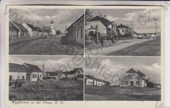  - Pasohlávky (Weissstätten an der Thaya) - kostel, dětský kočárek, obchod/hostinec, razítko poštovna Weissstätten
